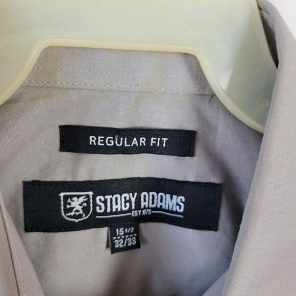 Stacy Adams 15 1/2 x 32/33 Men's Dress Shirt Gray cufflinks French Cuff - Picture 6 of 7